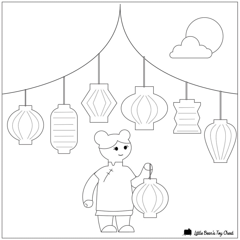 FREE PRINTABLE - Mid Autumn Festival coloring page - LittleBean's Toy Chest