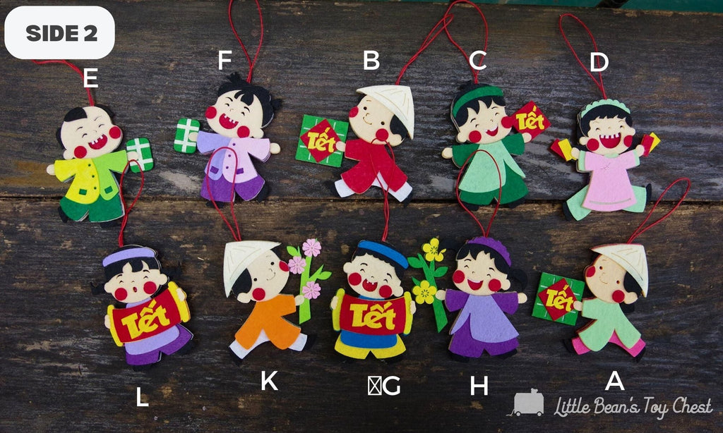 Tết Tree Ornament Set - Vietnamese Lunar New Year Tree Ornament - Vietnamese Lunar New Year Tree Pendant - LittleBean's Toy Chest