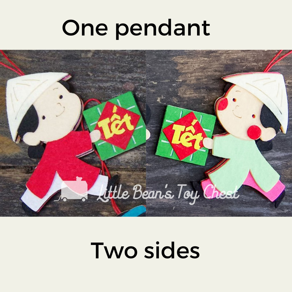 Tết Tree Ornament Set - Vietnamese Lunar New Year Tree Ornament - Vietnamese Lunar New Year Tree Pendant - LittleBean's Toy Chest