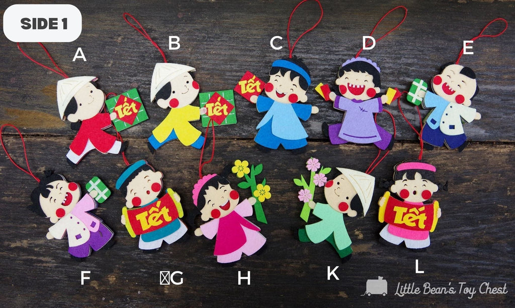 Tết Tree Ornament Set - Vietnamese Lunar New Year Tree Ornament - Vietnamese Lunar New Year Tree Pendant - LittleBean's Toy Chest